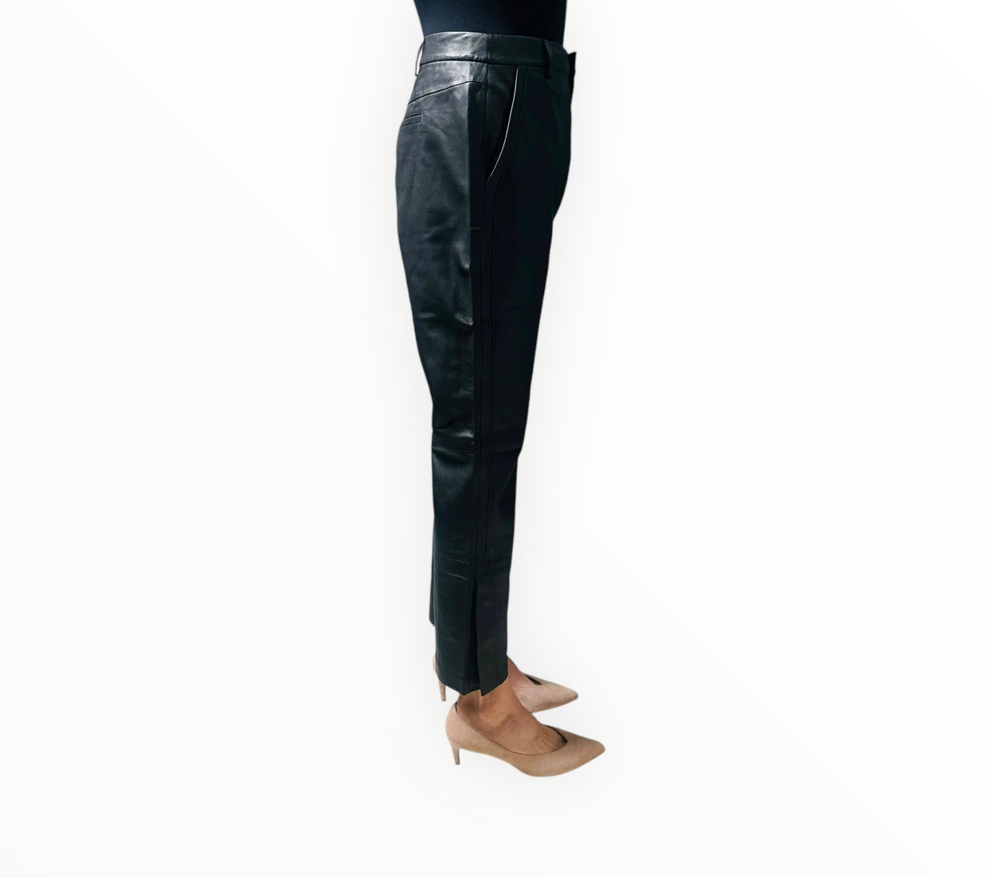 Scanlan Theodore Leather Pants with Press Studs - Black - Size 12