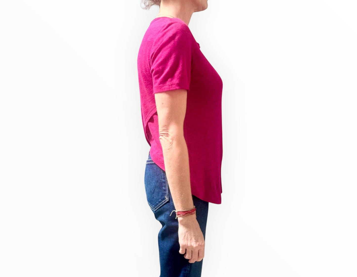 A.L.C Linen Crossback Tee - Fushia - Size S