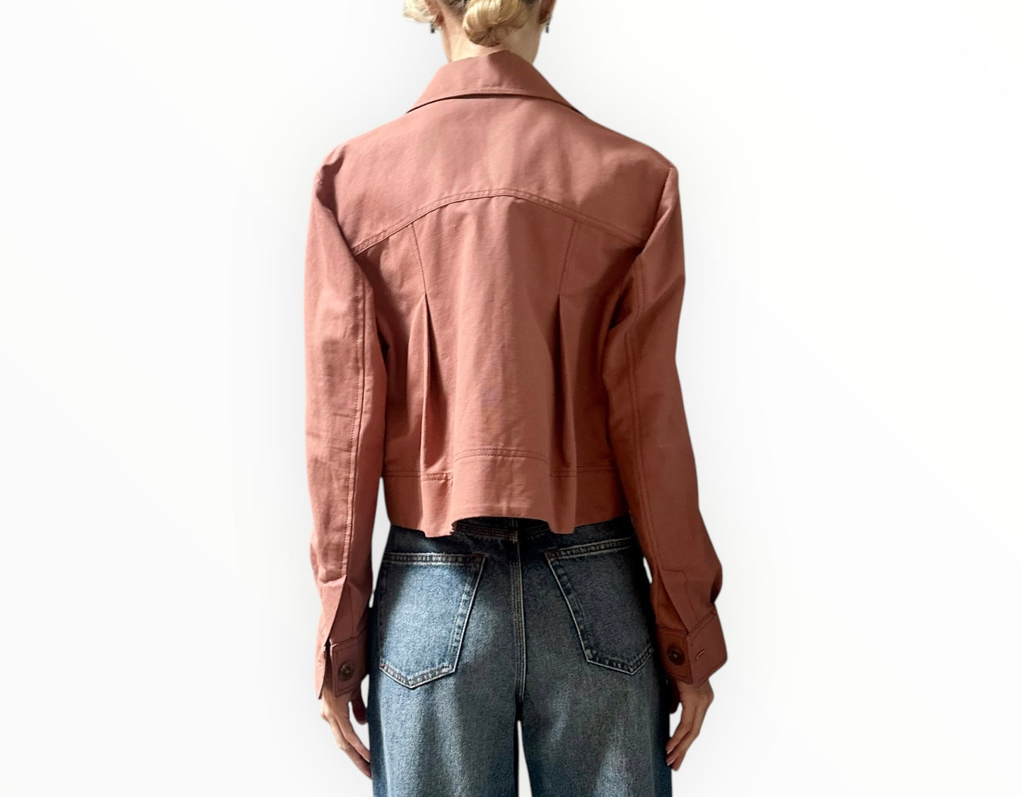 Lee Mathews Cropped Jacket - Dark Blush - Size 2