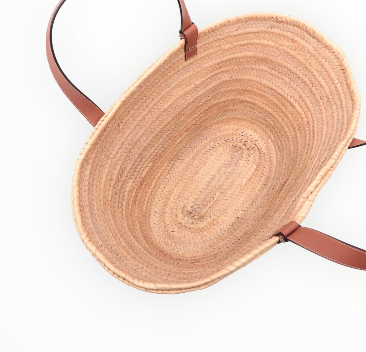 Loewe Large Leather-Trimmed Woven Raffia Tote - Brown