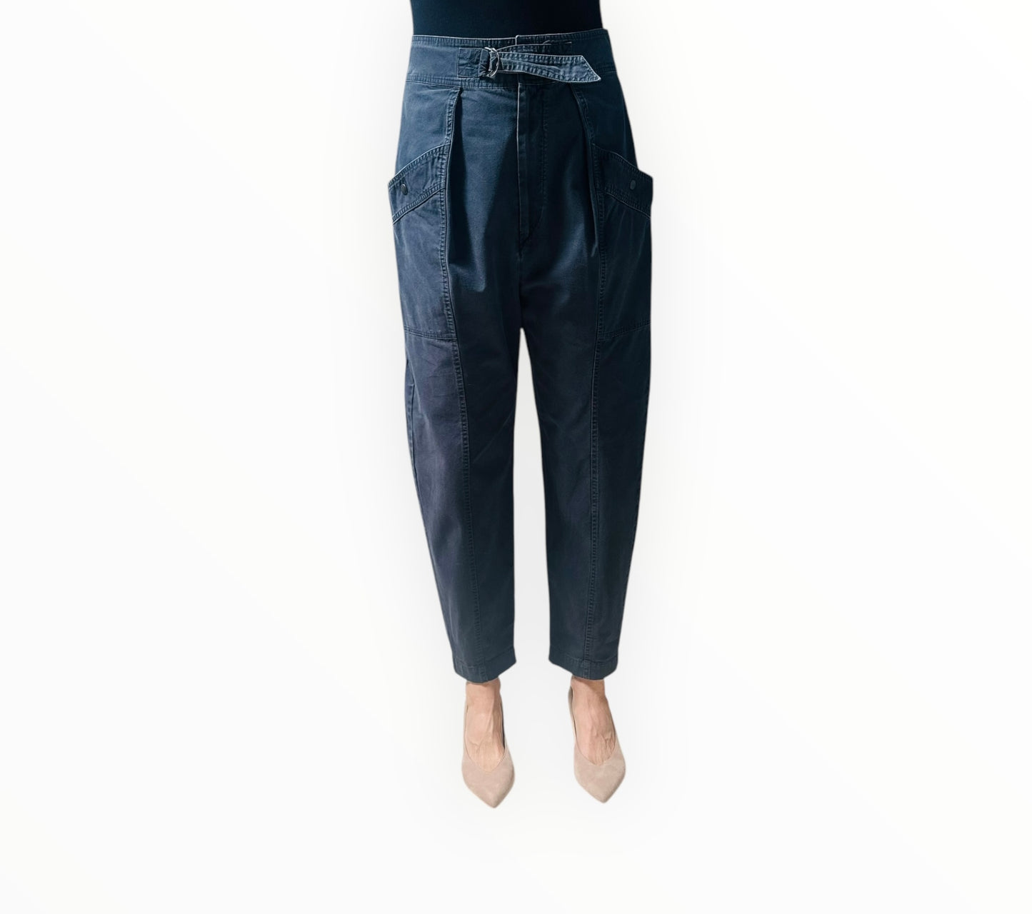 Isabel Marant Etoile High Waisted D Ring Pants - Dark Charcoal - Size 38