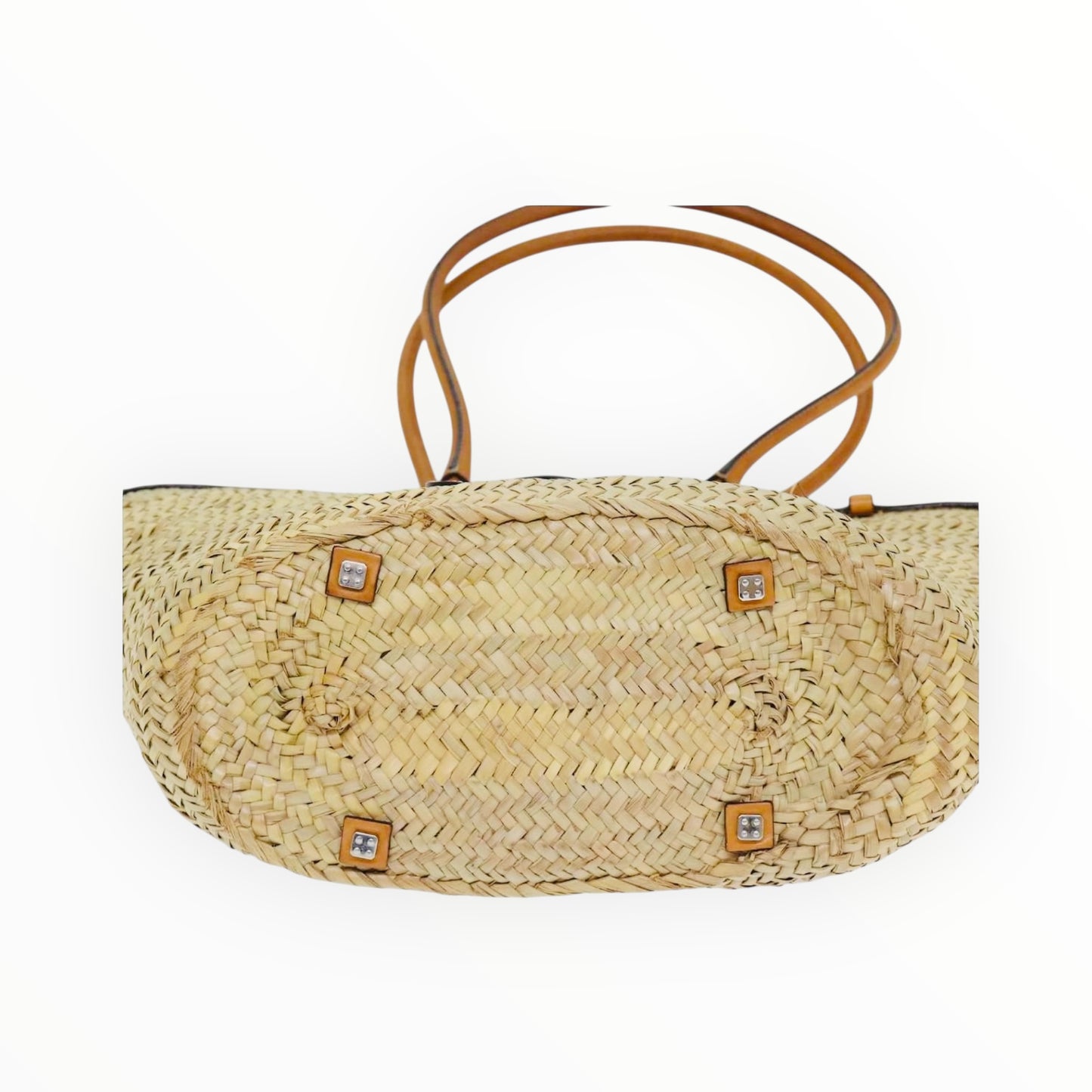 Loewe Leather-Trimmed Anagram Woven Raffia Tote - Orange
