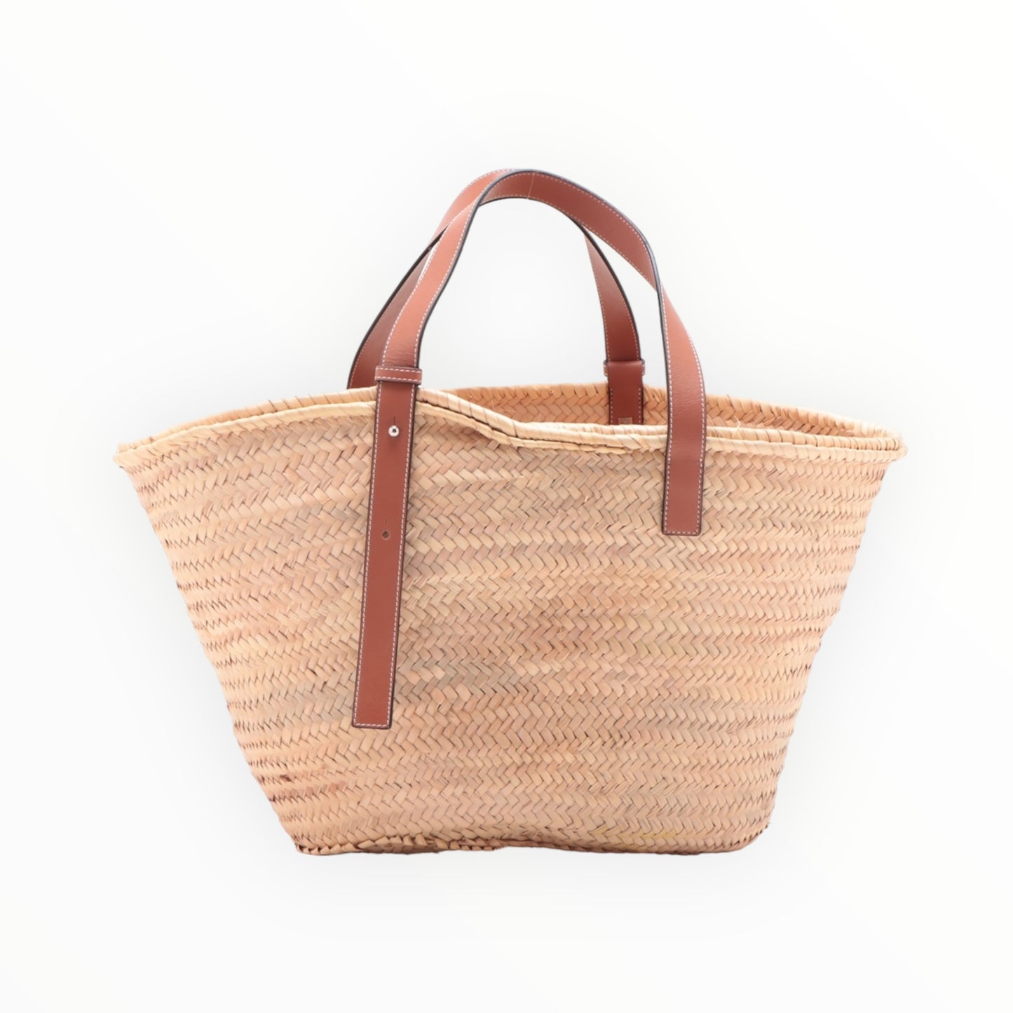 Loewe Large Leather-Trimmed Woven Raffia Tote - Brown