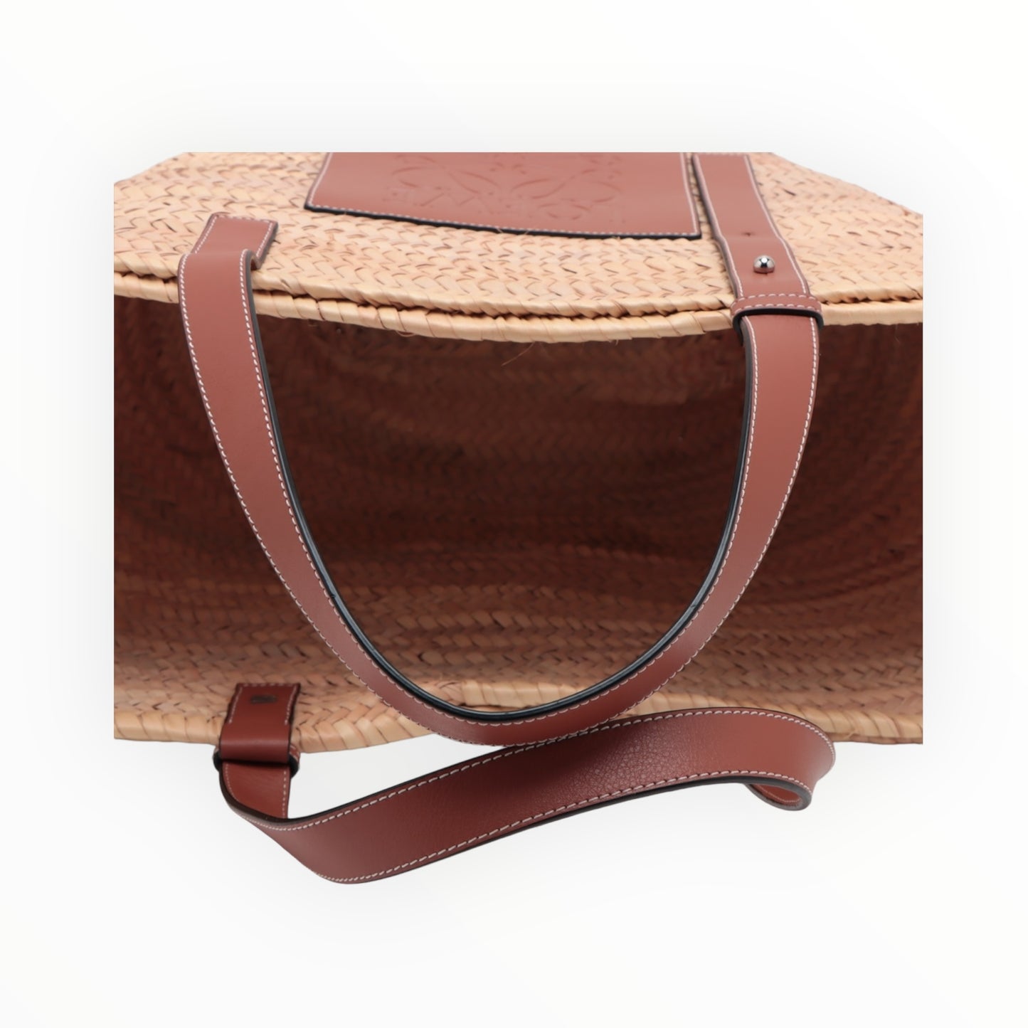 Loewe Large Leather-Trimmed Woven Raffia Tote - Brown