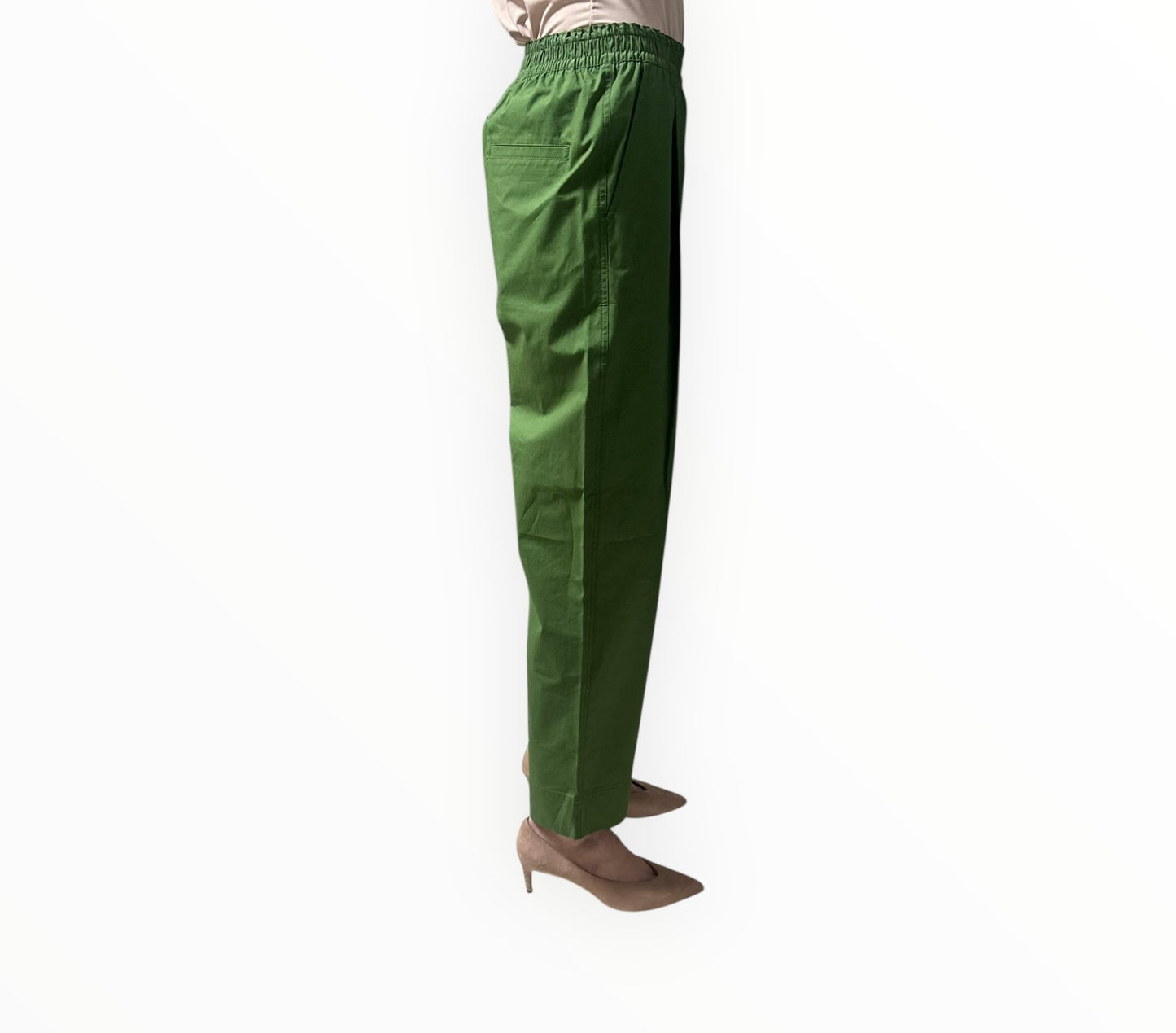 Bassike Elastic Cotton Pants - Green - Size 0