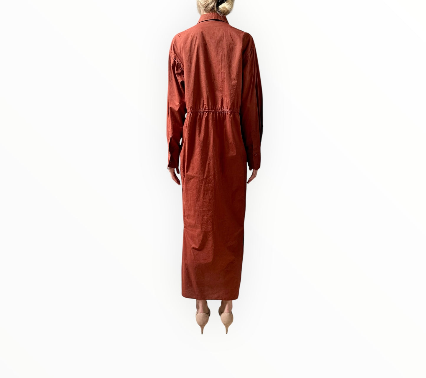 Jac + Jack Button Through Shirt Dress - Tobacco - Size 12