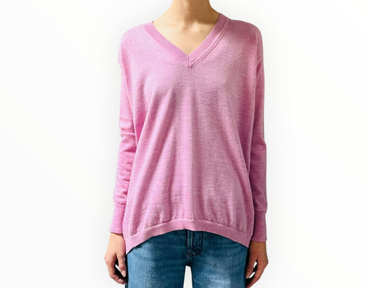Scanlan Theodore Oversized V-Neck Jumper - Pink Marle- Size S