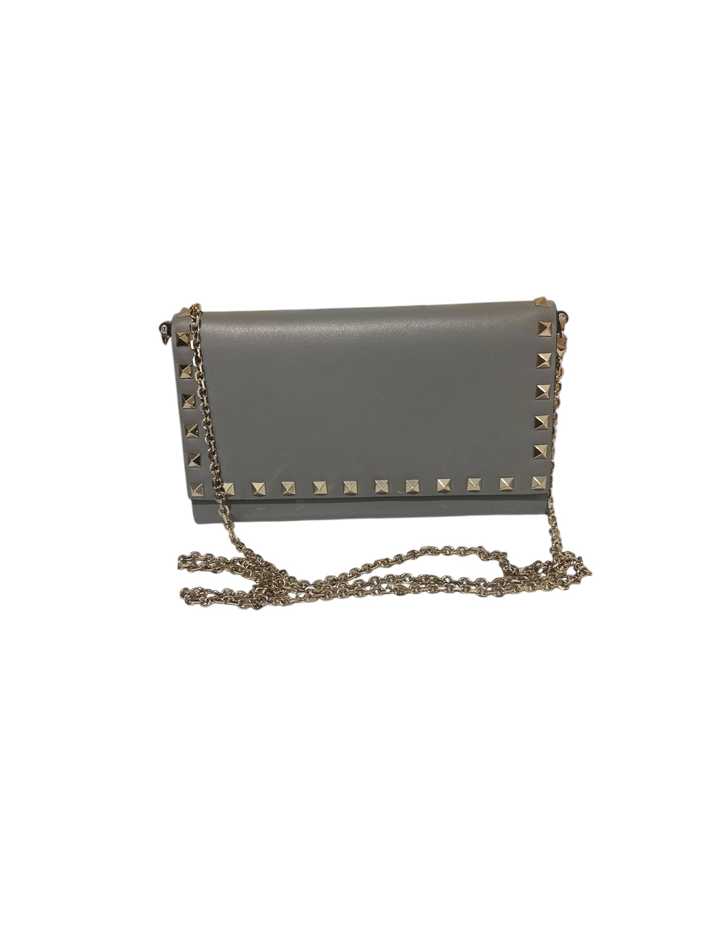 Valentino Rockstud Crossbody Wallet on a Chain - Grey - Size H12cm x 17cm