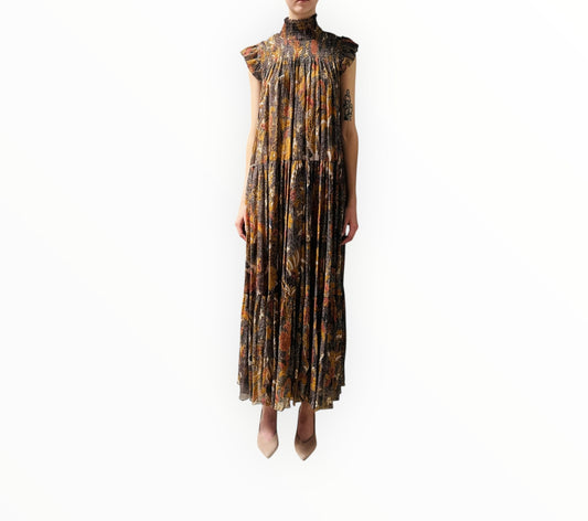 Ulla Johnson Paola Lurex Birds Paradise Midi Dress - Multi - Size AU14