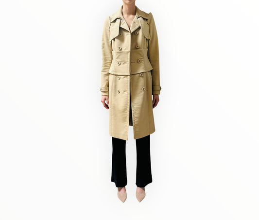 Burberry Trench Coat with Waist Detail - Beige - Size 40