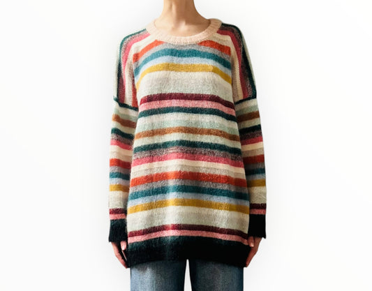 Chloe Brushed Mohair Sweater - Pastel Multi - Size S