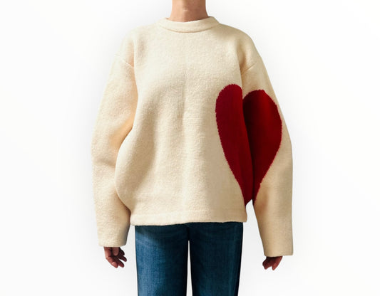 NKNIT Heart Jumper - Cream - Size OS