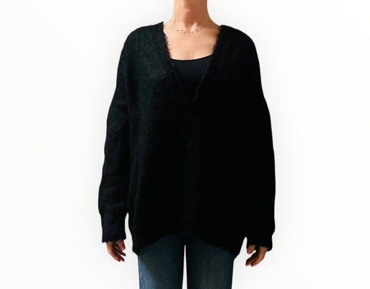 Raey Mohair V-Neck Sweater - Black - Size S/M
