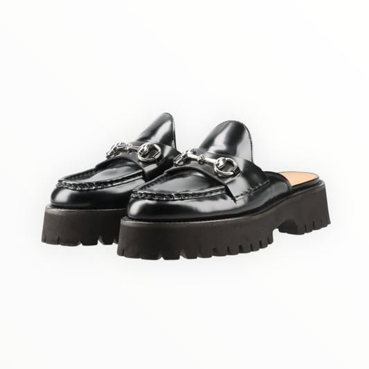 Gucci Horsebit Lug Mules - Black - Size 37