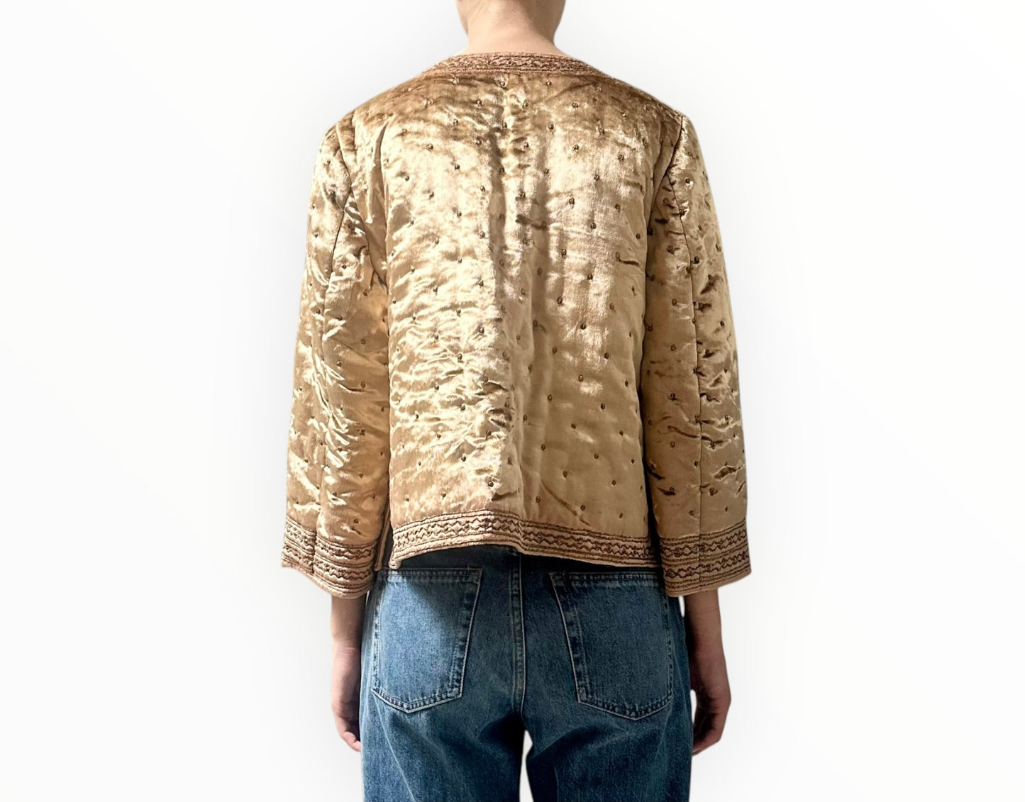 Mes Demoiselles Velour Beaded Jacket - Beige - Size 42
