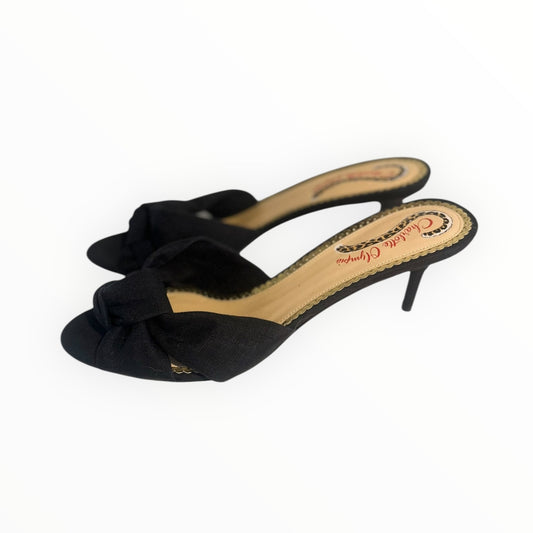 Charlotte Olympia Fabric Kitten Heels - Black - Size 41