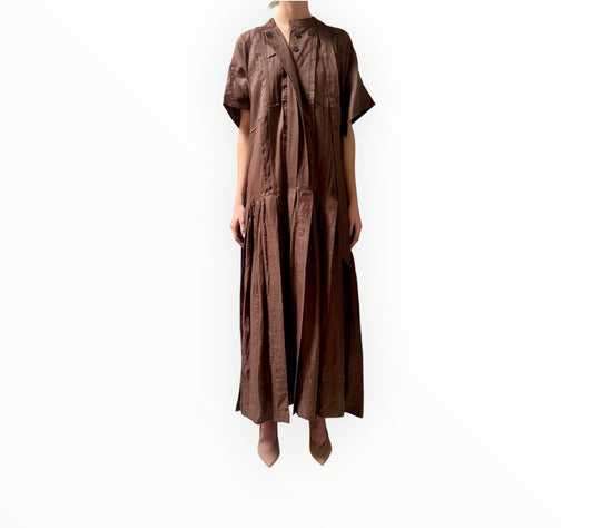 Lee Mathews Pintuck Front Dress - Chocolate - Size 2