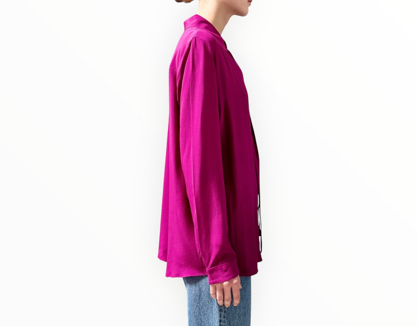No. 8 V-Neck Tie Shirt - Fushia- Size 46