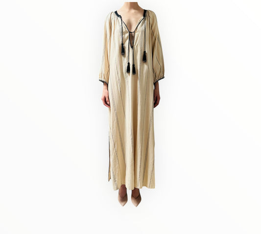 Ilio Nema Striped Caftan - Natural/Blue/Black - Size M