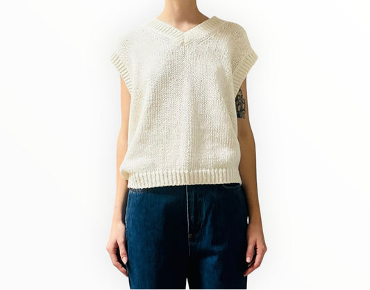Bassike Chunky Knit Vest - White - Size 2