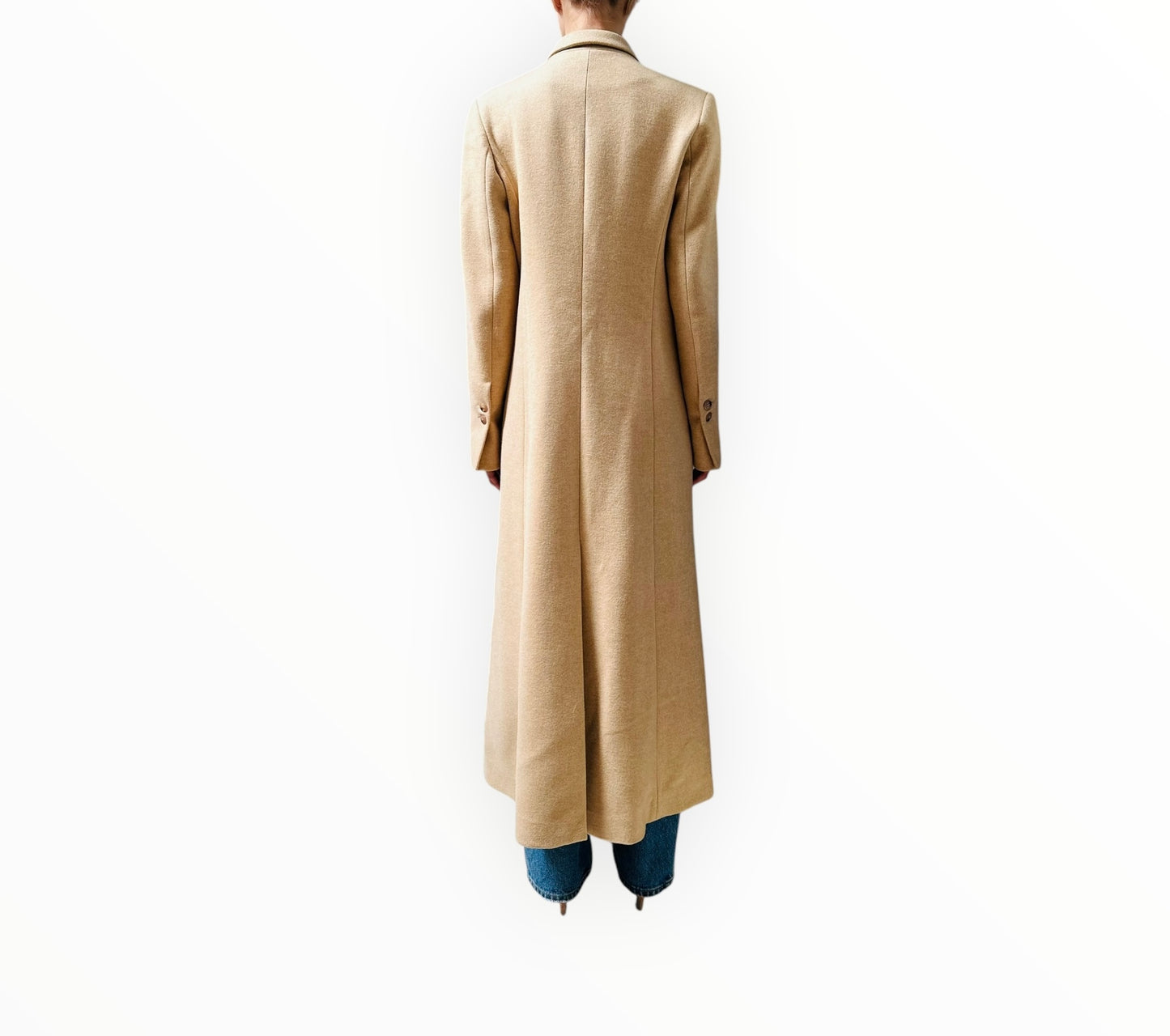 White Story Check Maxi Coat - Cream - Size 12