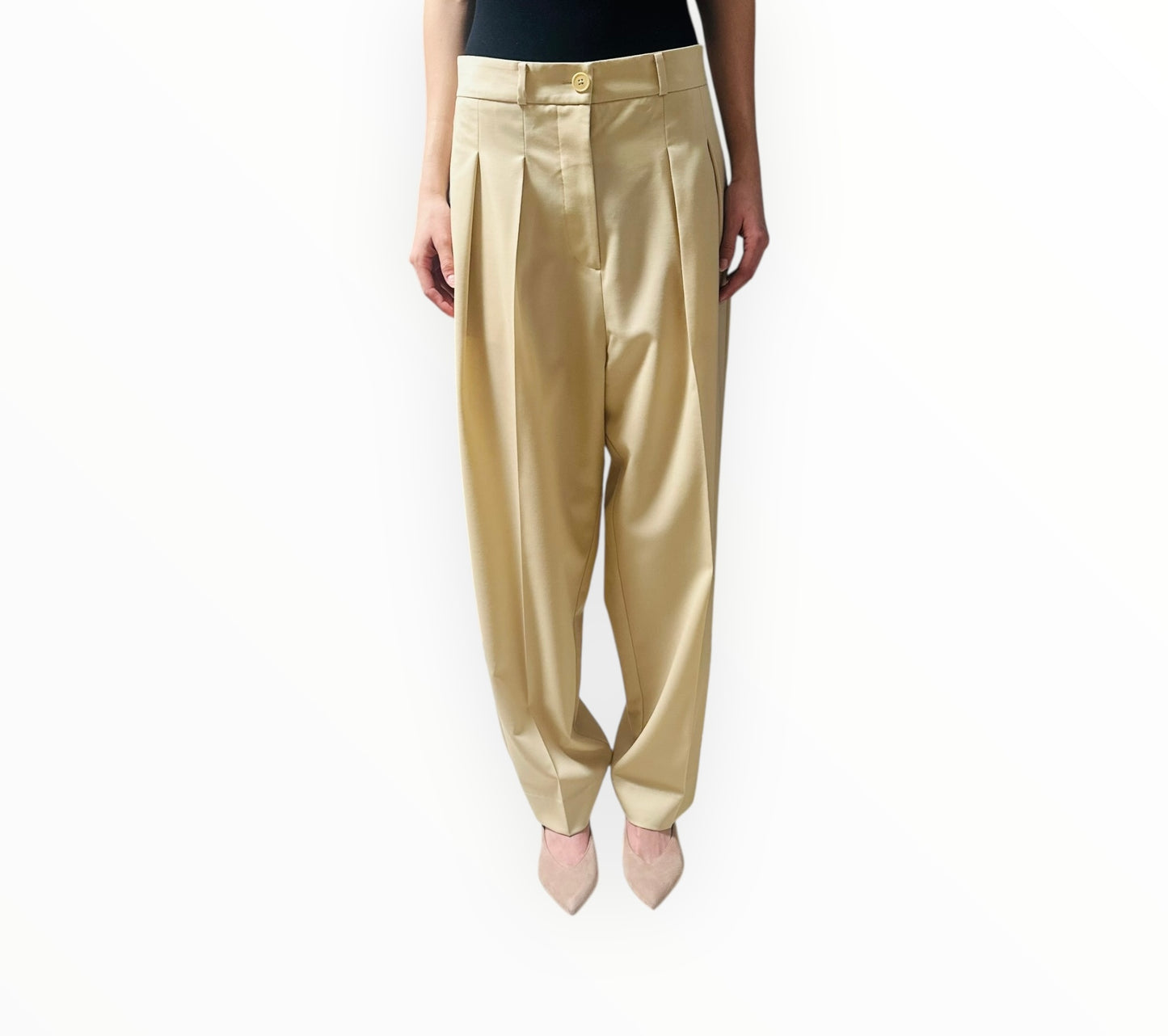 Jac + Jack Two Pleat Front Pants - Dark Cream - Size 12