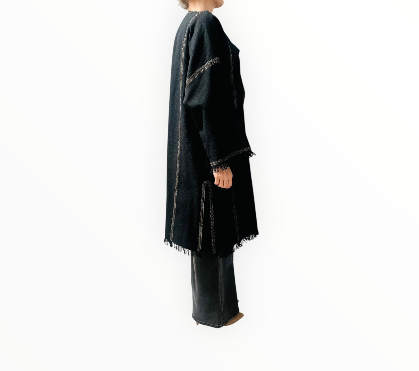 Isabel Marant Wool Metallic Embroidery Coat - Black - Size OS