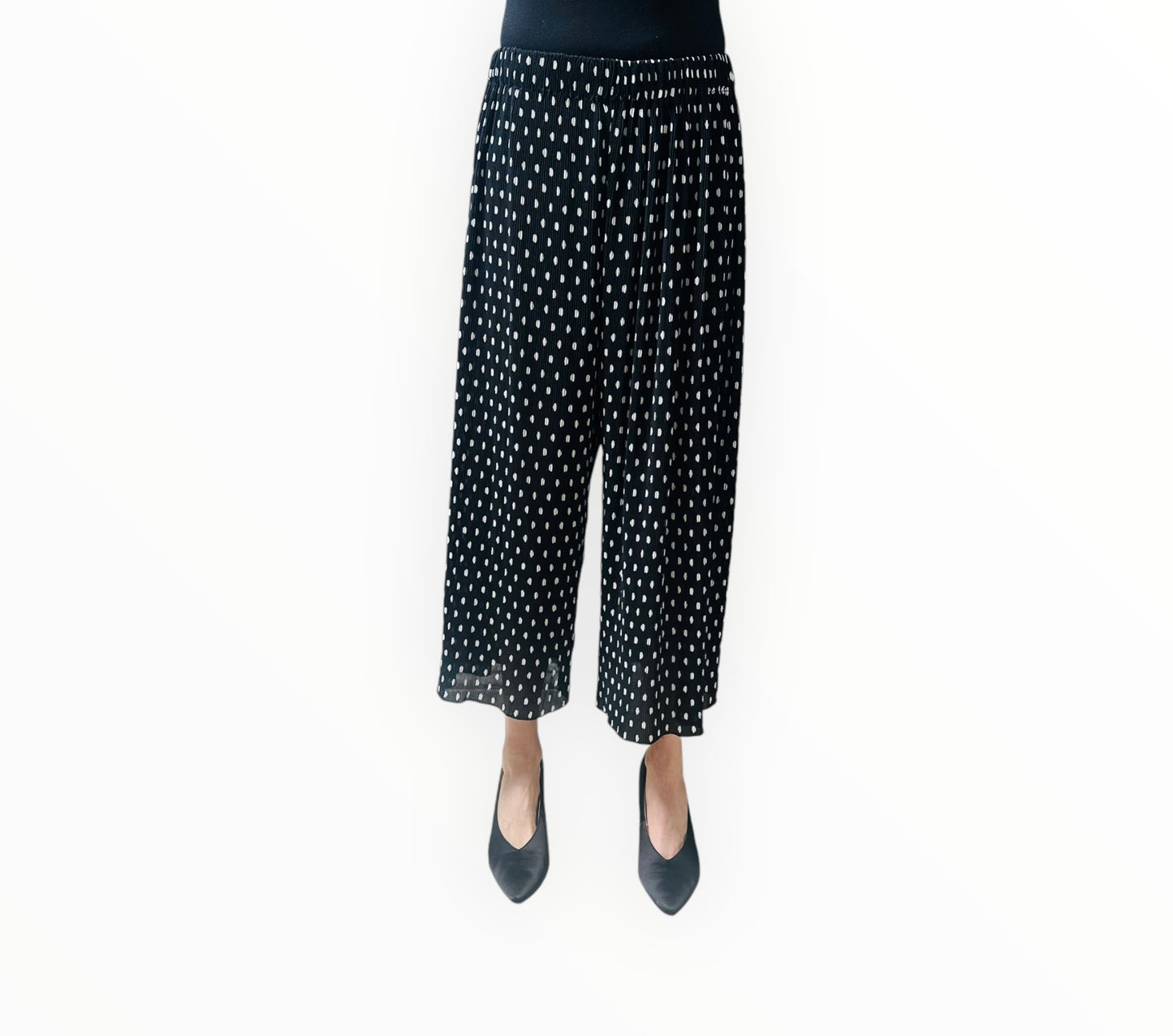 Zimmermann Pleated Wide Leg Pants - Black/White - Size 2