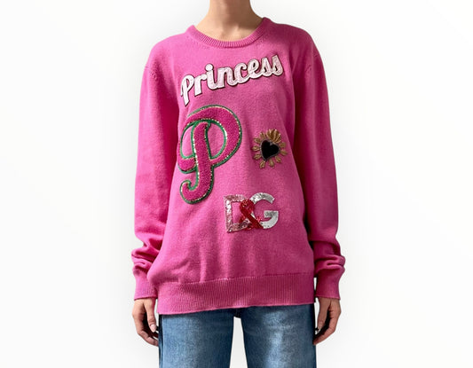 Dolce & Gabbana Princess Patch Jumper - Pink - Size M