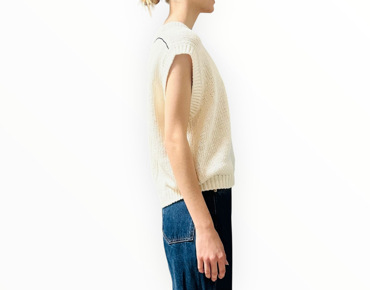 Bassike Chunky Knit Vest - White - Size 2
