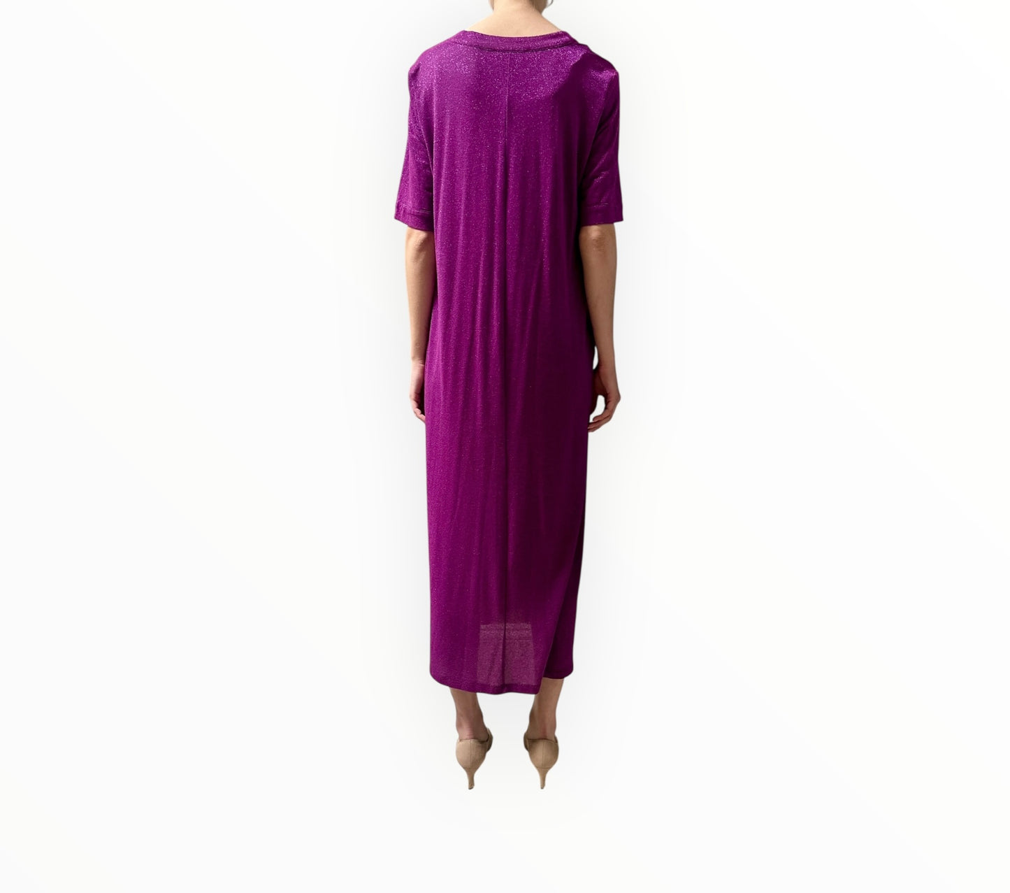 Momoni Lurex V-Neck Dress - Pink - Size 40