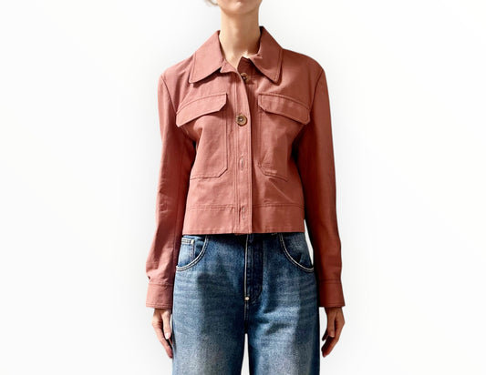 Lee Mathews Cropped Jacket - Dark Blush - Size 2