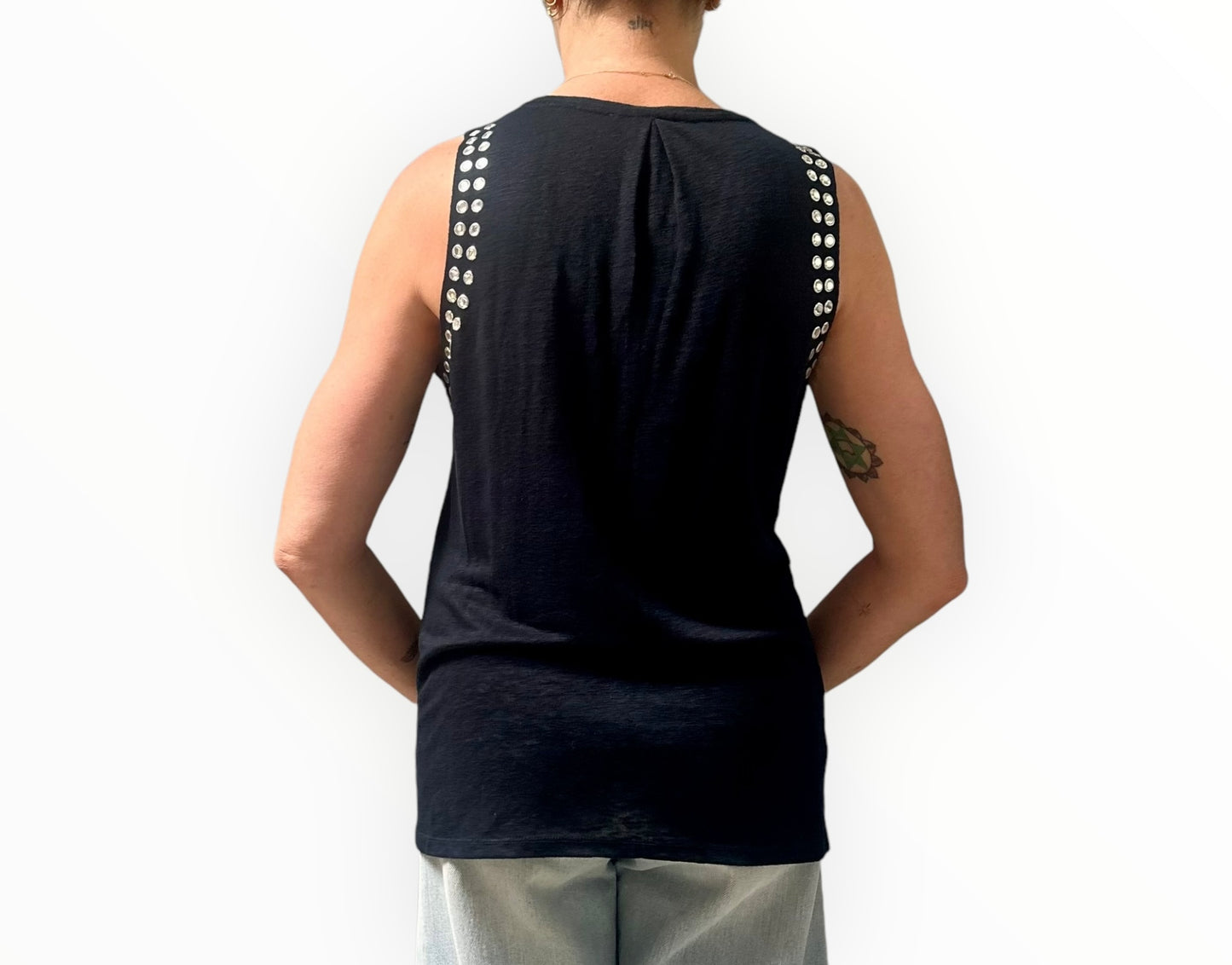 Maje Embellished Tank Top - Black - Size 1