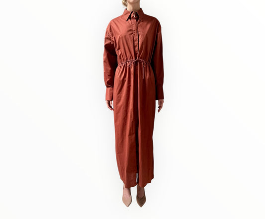 Jac + Jack Button Through Shirt Dress - Tobacco - Size 12