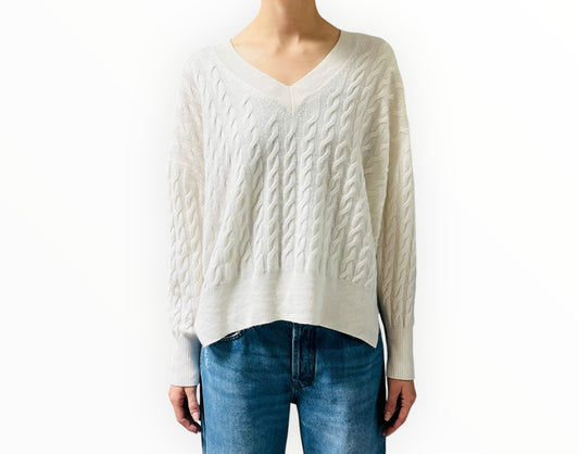 Allude Cashmere Cable Jumper - Cream - Size M