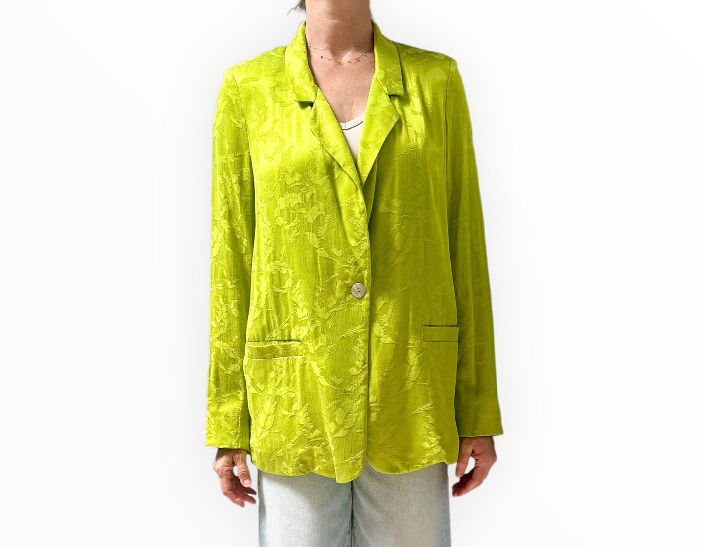 Momoni Jacquard Print Blazer - Lime - Size 42