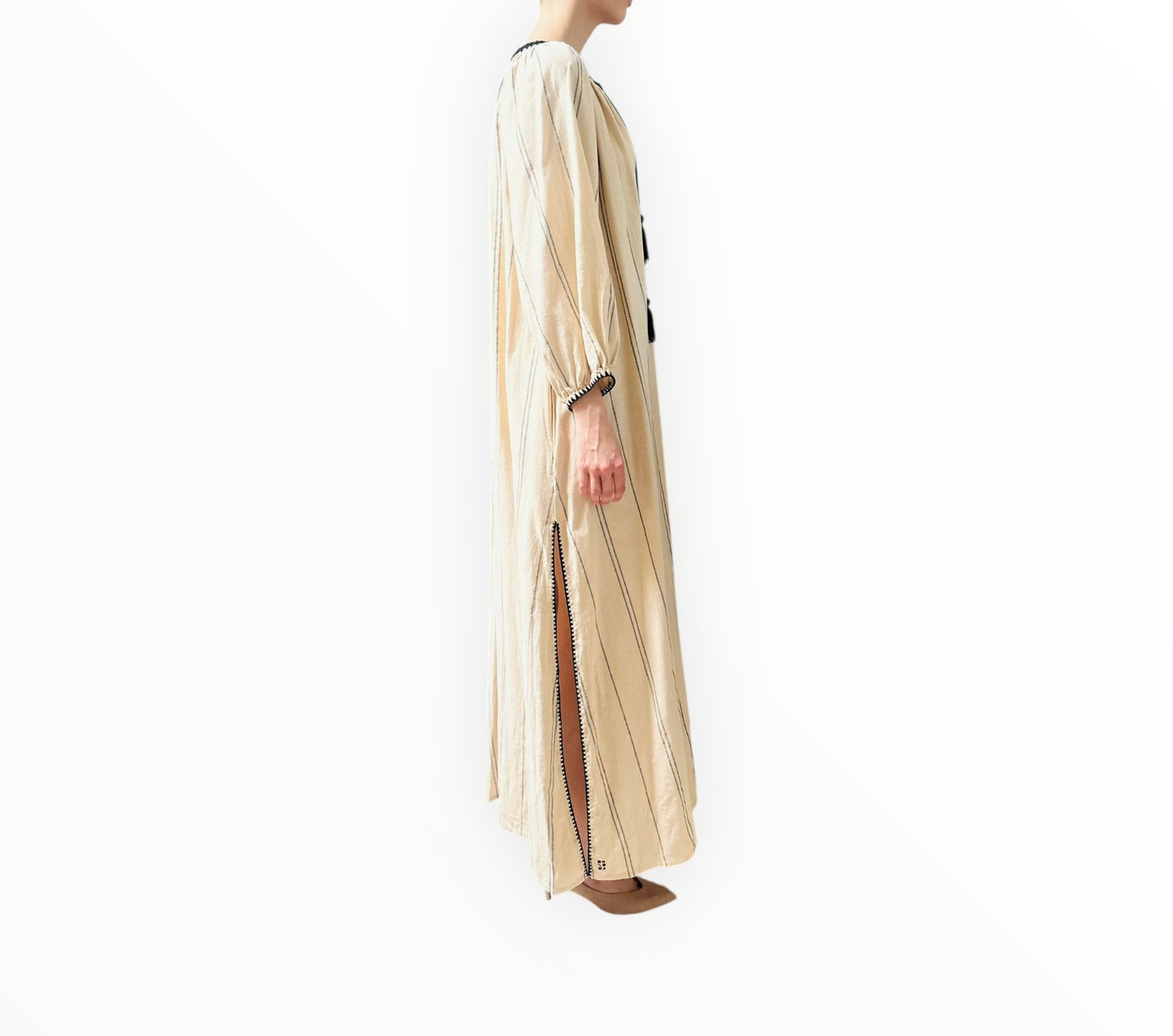 Ilio Nema Striped Caftan - Natural/Blue/Black - Size M