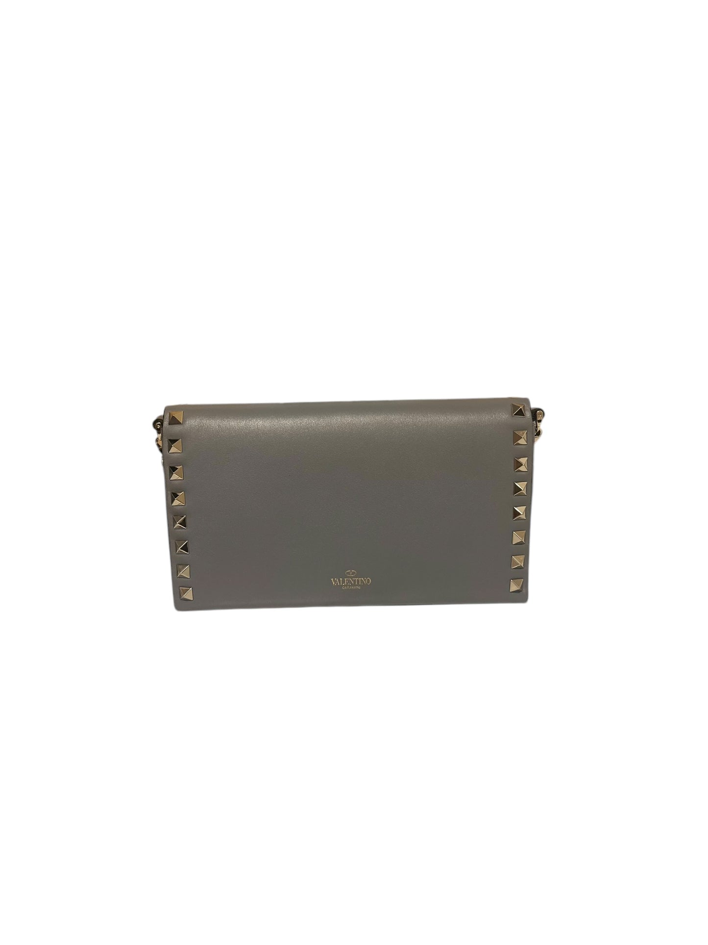 Valentino Rockstud Crossbody Wallet on a Chain - Grey - Size H12cm x 17cm