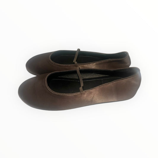 La Tribe Satin Ballet Flats - Chocolate- Size 39