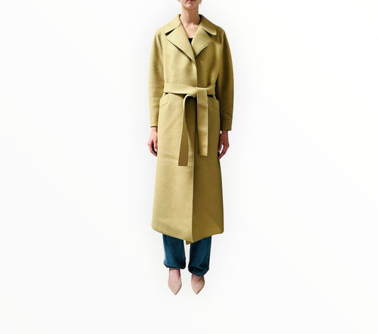 Harris Wharf Belted Wool Long Coat - Pistachio - Size 42