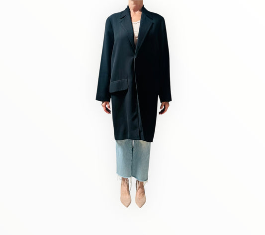 Bassike Single Breasted Long Coat - Black - Size 1