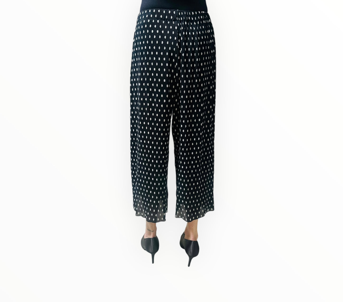 Zimmermann Pleated Wide Leg Pants - Black/White - Size 2