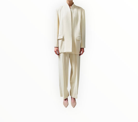 Raey Textured Wool Suit - Cream - Size AU8