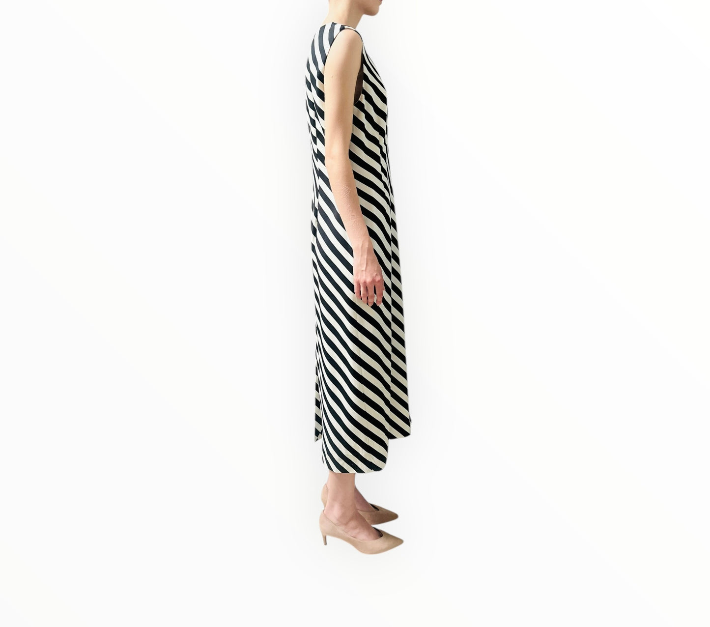 Dries Van Noten Diagonal Stripe Long Dress - Black/White - Size 40