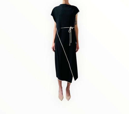 Theory Contrast Piping Dress - Black - Size AU10