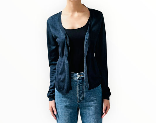Marni Rib Detail Waist Cardigan - Petrol - Size 44