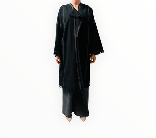 Isabel Marant Wool Metallic Embroidery Coat - Black - Size OS