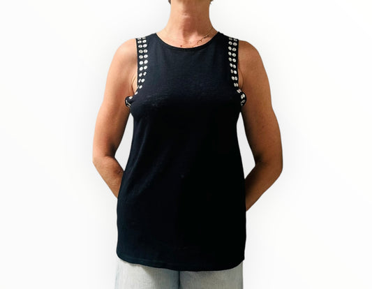 Maje Embellished Tank Top - Black - Size 1