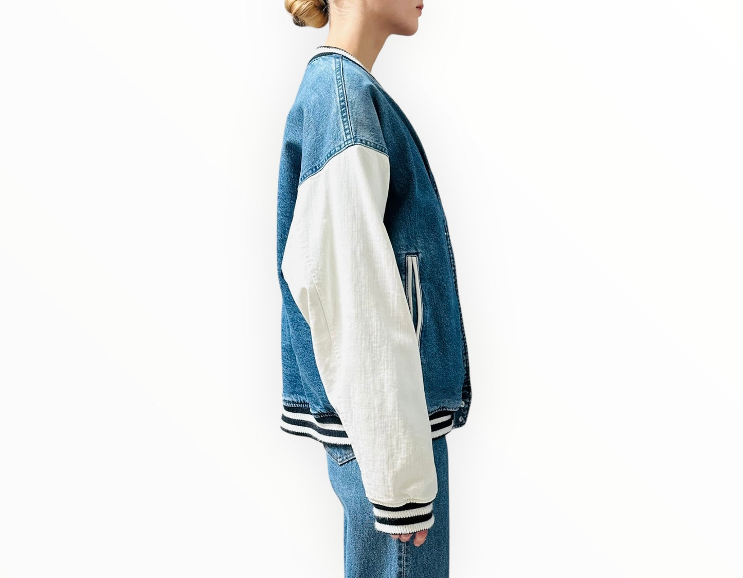 Mother Femme Fatale Varsity Jacket - Denim - Size L
