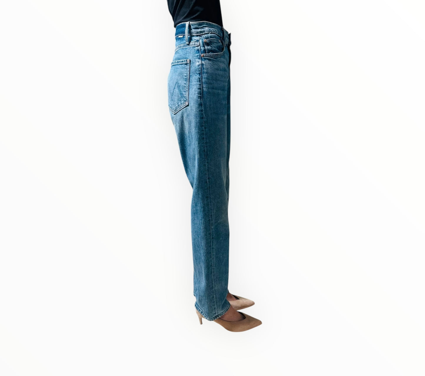 Mother High Waisted Rider Jeans  - Mid Blue - Size 31
